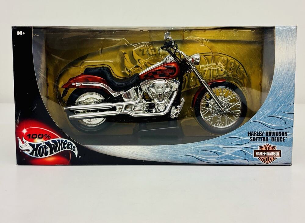 Hot Wheels 1:10 Harley Davidson Softail Deuce Diecast Motorcycle 29618 Sealed